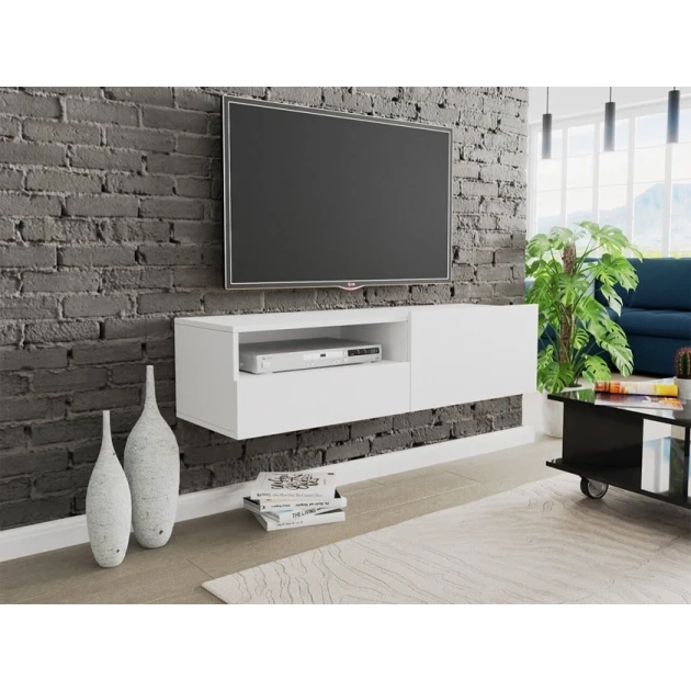 Тумба под ТВ Ev Plus 12115863, ЛДСП, белый, 120x37x30 см Тумба под ТВ Ev Plus 12115863, ЛДСП, белый, 120x37x30 см