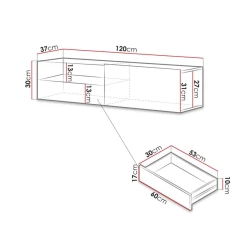 Тумба под ТВ Ev Plus 12115863, ЛДСП, белый, 120x37x30 см Тумба под ТВ Ev Plus 12115863, ЛДСП, белый, 120x37x30 см