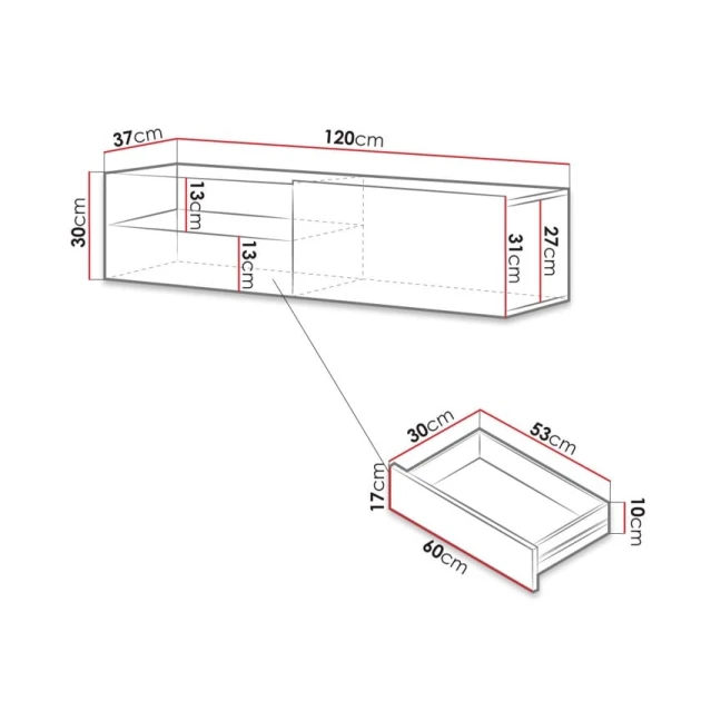 Тумба под ТВ Ev Plus 12115863, ЛДСП, белый, 120x37x30 см Тумба под ТВ Ev Plus 12115863, ЛДСП, белый, 120x37x30 см