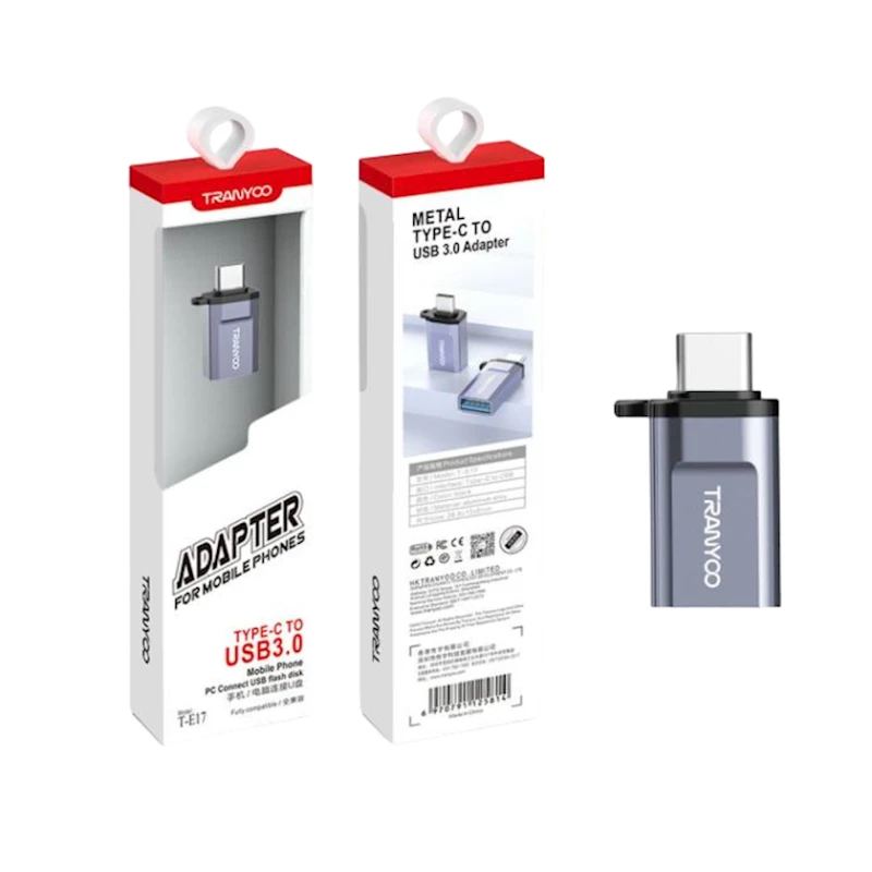 Adapter Tranyoo E17 Type-C to USB 3.0 Gray