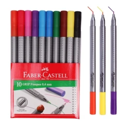 Набор цветных капиллярных ручек Faber Castell Grip, 0.4 мм, пластик, 10 шт
