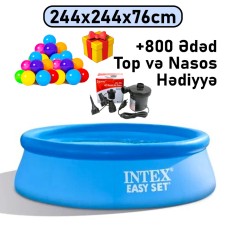 Şişmə hovuz Intex 2419TX28110T800N, dairəvi, həcm 2419 l, mavi, 244x76 sm - 2419TX28110T800N