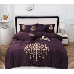 Комплект постельного белья Home Tekstil, простыня 220х240 см, пододеяльник 200х240 см, наволочка 50х70 см, двуспальный, велюр, фиолетовый