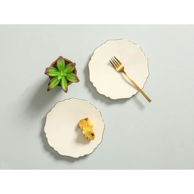 Boşqab Porland Tide Altın Yaldız, farfor, ağ, 17 sm