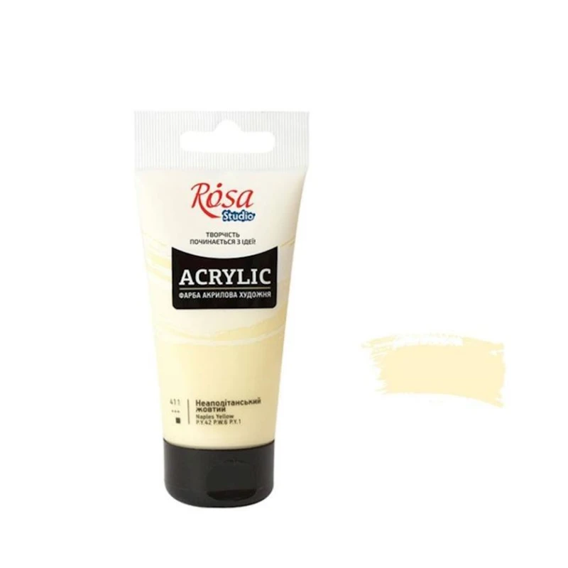 Rəssamlıq akril boya Rose Studio 411, neapolitan sarı, 75 ml