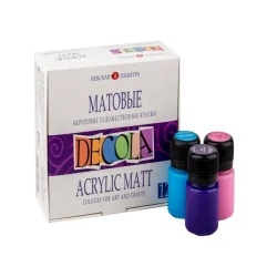 Набор акриловых матовых красок Decola, 12 цв, 20 мл