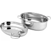 Qazan Trier, 38х25.5 sm, paslanmayan polad, qapaq ilə, gümüşü