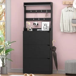 Тумба для обуви Art Mebel 51, ламинат, антрацит, 180х100х45 см