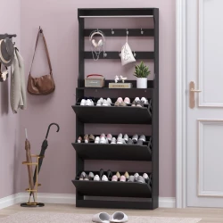 Тумба для обуви Art Mebel 51, ламинат, антрацит, 180х100х45 см