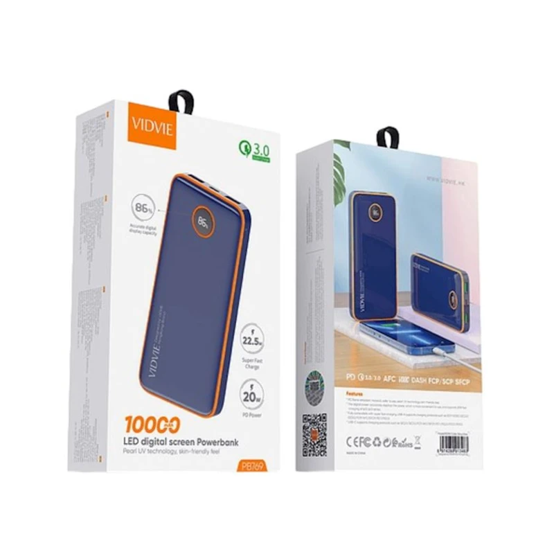 Внешний аккумулятор Vidvie PB769 10000 mAh Navy Blue Внешний аккумулятор Vidvie PB769 10000 mAh Navy Blue