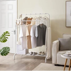 Geyim üçün asılqan, metal, ağ, 2 bölməli, 110x59x150 sm