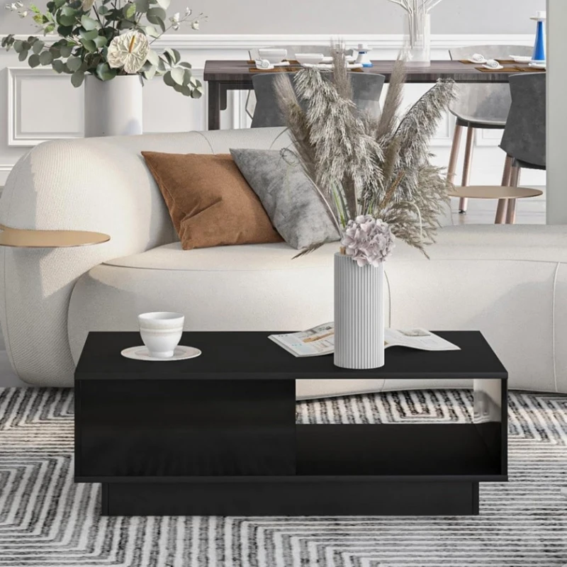 Журнальный стол ev_12116133, ламинат, черный, 95x55x32 см Журнальный стол ev_12116133, ламинат, черный, 95x55x32 см