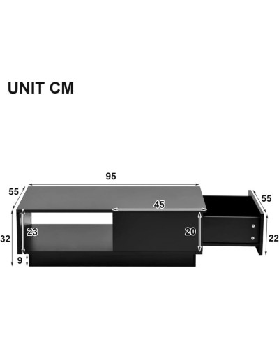 Jurnal masası ev_12116133, laminat, qara, 95x55x32 sm