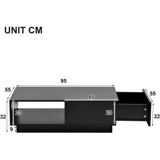 Журнальный стол ev_12116133, ламинат, черный, 95x55x32 см Журнальный стол ev_12116133, ламинат, черный, 95x55x32 см