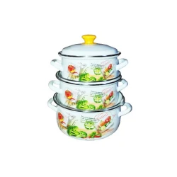 Набор кастрюль Керченская эмаль Брокколи-1, 3 шт, 2000/3000/4000 мл, сталь, с крышкой, разноцветный Набор кастрюль Керченская эмаль Брокколи-1, 3 шт, 2000/3000/4000 мл, сталь, с крышкой, разноцветный
