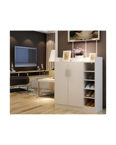Ayaqqabı üçün tumba Ev Plus Rack, LDSP, ağ, 90x35x100 sm
