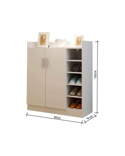 Ayaqqabı üçün tumba Ev Plus Rack, LDSP, ağ, 90x35x100 sm