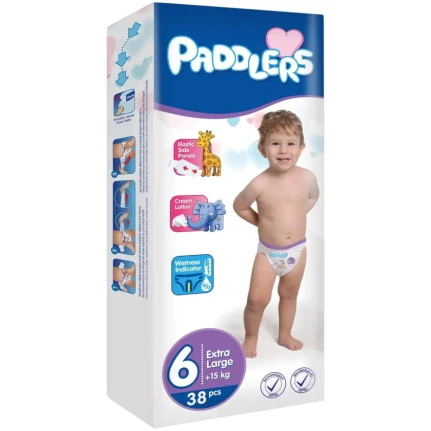 Подгузники Paddlers N6 Extra Large, 15+ кг, 38 шт Подгузники Paddlers N6 Extra Large, 15+ кг, 38 шт