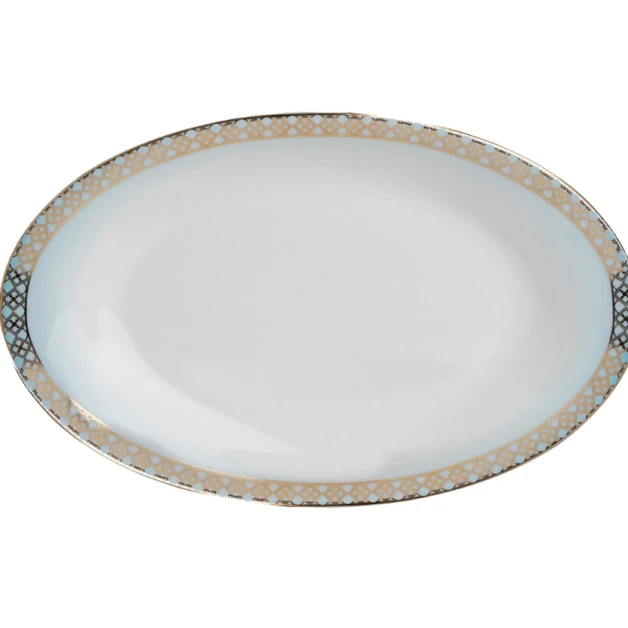 Süfrə qab-qacaq dəsti Porland Mahpeyker 04ALM003225, 60 parça, 12 nəfərlik, farfor, qızılı/mavi