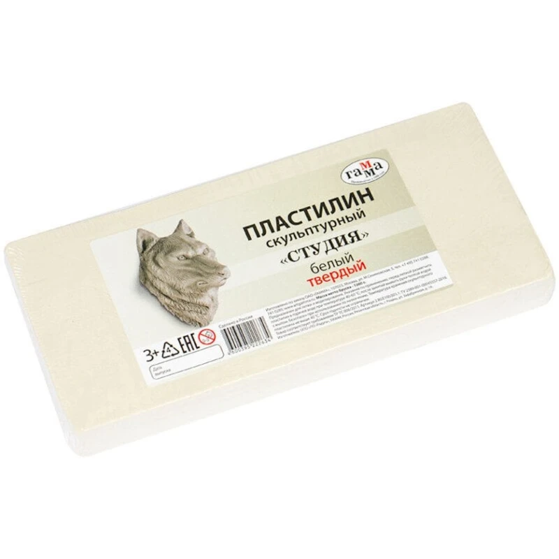 Пластилин Гамма Студия, белый, твердый, 1кг (ГМ-280Е1000031) Пластилин Гамма Студия, белый, твердый, 1кг (ГМ-280Е1000031)