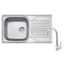 Qarışdırıcı ilə mətbəx çanağı Deante Legato ZELA0113, 43.5x76 sm, paslanmayan polad, gümüşü