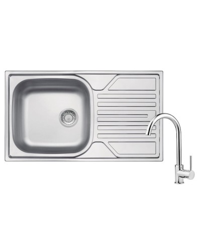 Qarışdırıcı ilə mətbəx çanağı Deante Legato ZELA0113, 43.5x76 sm, paslanmayan polad, gümüşü