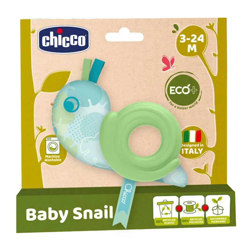 Прорезыватель Chicco Baby Snail ECO+, пластик/полиэстер Прорезыватель Chicco Baby Snail ECO+, пластик/полиэстер