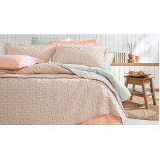 Örtük və yastıq üzü dəsti Yataş Velma, örtük 230x240 sm, yastıq üzü 50x70 sm 2 əd, ikinəfərlik, pambıq/poliester, Blush/Ekru