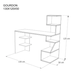 Компьютерный стол Art Mebel Art_Komp_Masası 196, ламинат, белый/коричневый, 130x125x50 см
