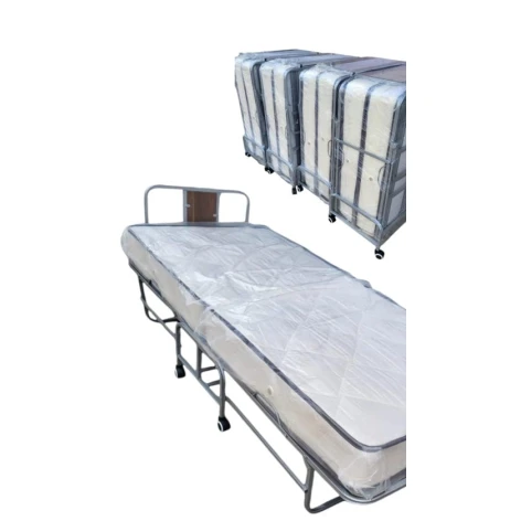 Раскладушка, металл, 90x200x18 см, черная Раскладушка, металл, 90x200x18 см, черная