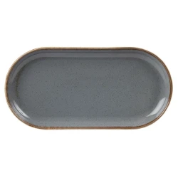 Тарелка сервировочная Porland Seasons, овальная, фарфор, серая, 20x32 см