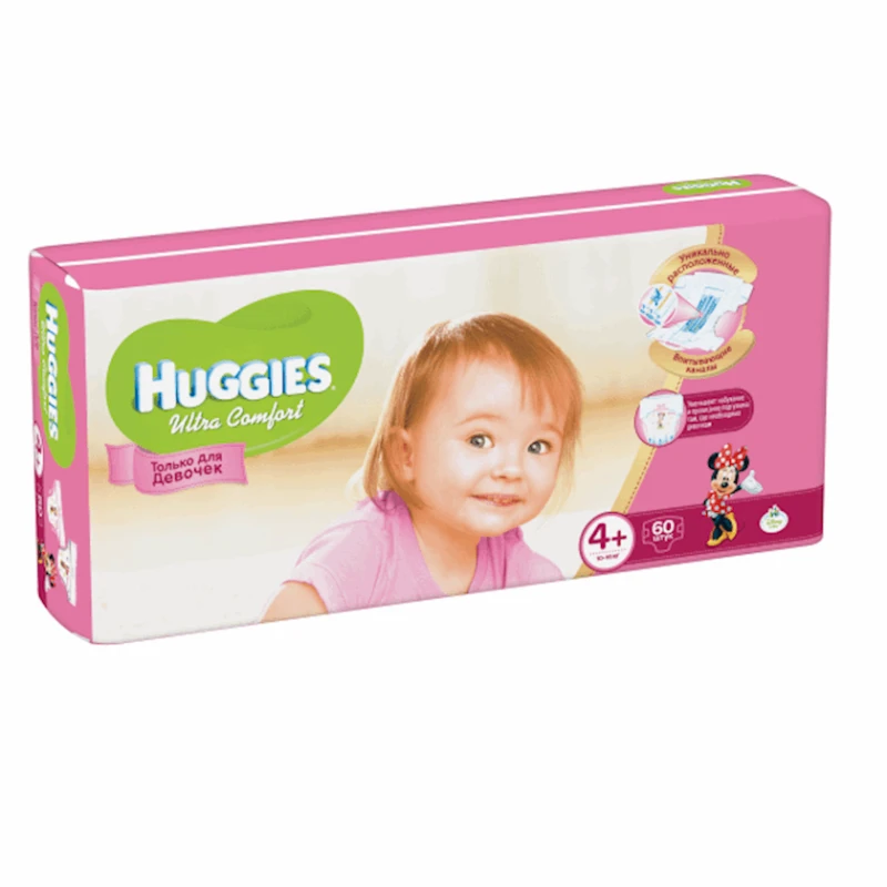 Подгузники Huggies Ultra Comfort 4+ для девочек 60 шт