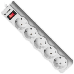 Сетевой фильтр Defender ILS 351 1.8 м, белый, 5-розеточный Сетевой фильтр Defender ILS 351 1.8 м, белый, 5-розеточный
