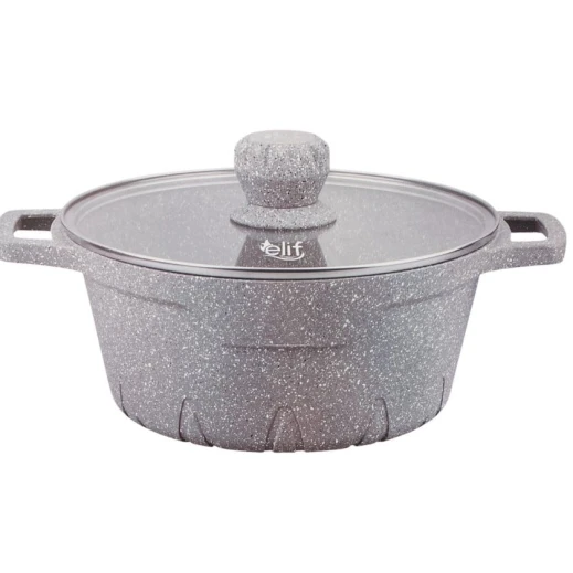 Кастрюля Elif EL71336-boz, 36 см, гранит, серая Кастрюля Elif EL71336-boz, 36 см, гранит, серая