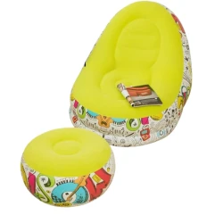 Кресло надувное и пуфик, ПВХ, желтый