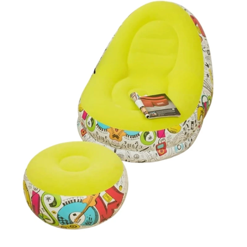 Кресло надувное и пуфик, ПВХ, желтый