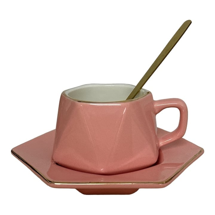 Набор чашек с блюдцами 251 на двоих, розовый, 100 мл Набор чашек с блюдцами 251 на двоих, розовый, 100 мл