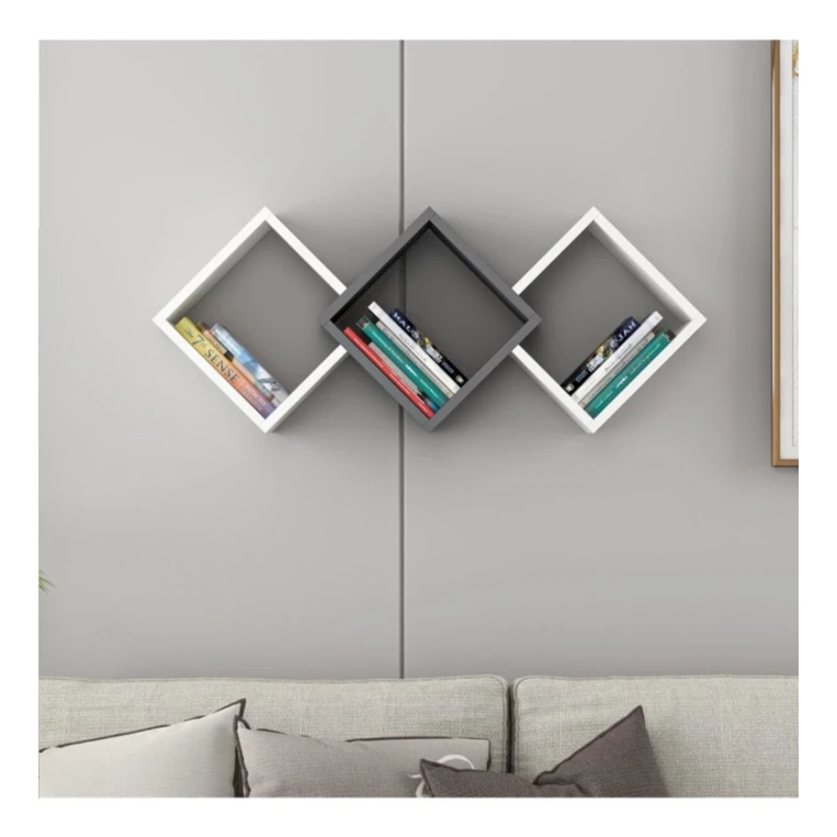 Настенная полка Art Mebel 146, ламинат, 100х40х20 см, серая/белая