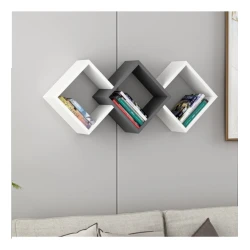 Настенная полка Art Mebel 146, ламинат, 100х40х20 см, серая/белая Настенная полка Art Mebel 146, ламинат, 100х40х20 см, серая/белая