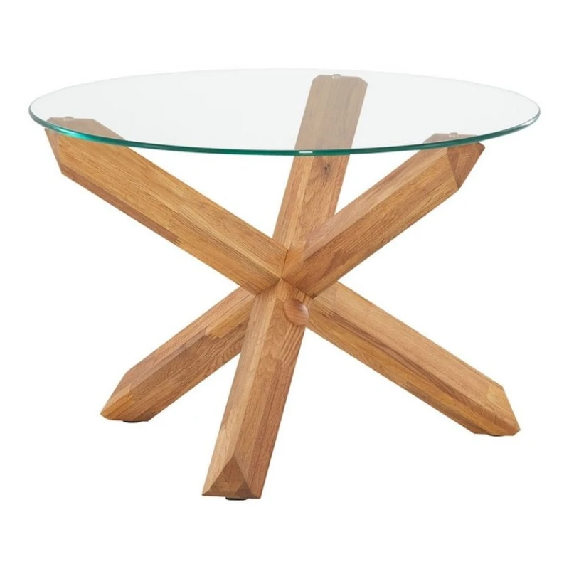 Журнальный стол JYSK Agerby, диаметр 60 см, высота 42 см, массив дуба/закаленное стекло, прозрачный/коричневый Журнальный стол JYSK Agerby, диаметр 60 см, высота 42 см, массив дуба/закаленное стекло, прозрачный/коричневый