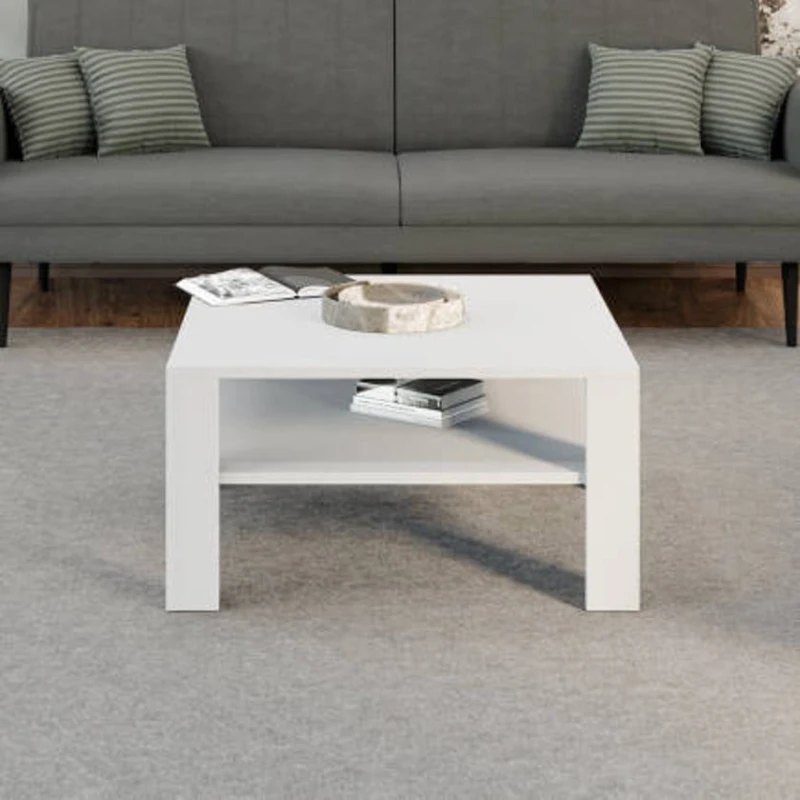 Журнальный стол TV Stend M16, ламинат, белый, 80x80x45 см Журнальный стол TV Stend M16, ламинат, белый, 80x80x45 см