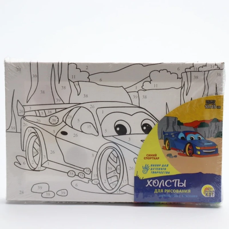 Холст по номерам Рыжий Кот Синий спорткар, 10x15 см Холст по номерам Рыжий Кот Синий спорткар, 10x15 см