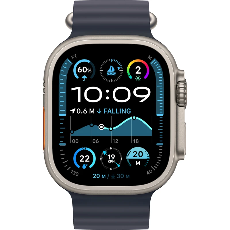 Умные часы Apple Watch Ultra 2 GPS + Cellular 49mm Natural Titanium Case with Navy Ocean Band (Официальная гарантия)