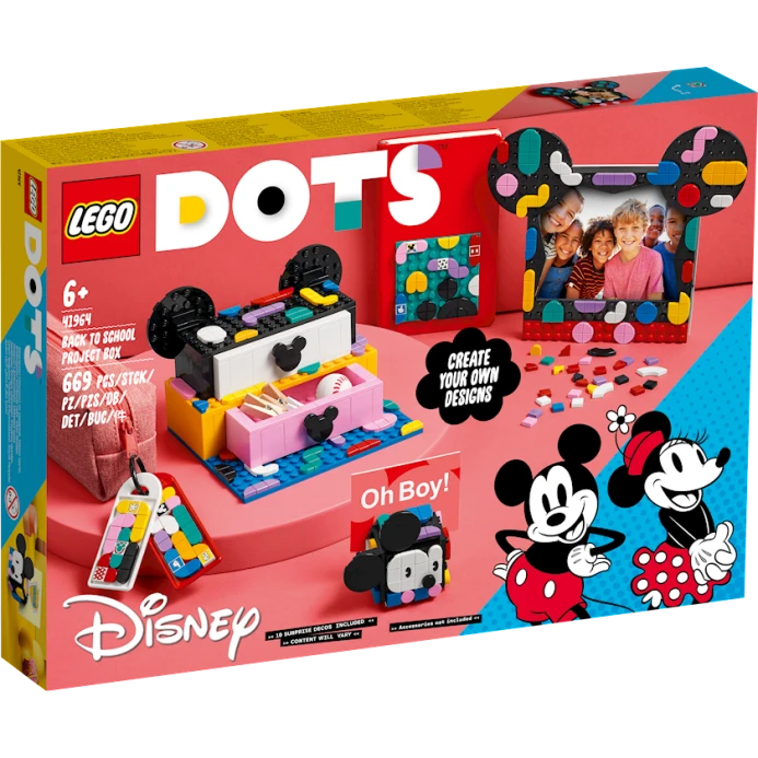Конструктор LEGO DOTS Mickey Mouse & Minnie Mouse Back-to-School Project Box 41964, 6+ лет, 669 элементов
