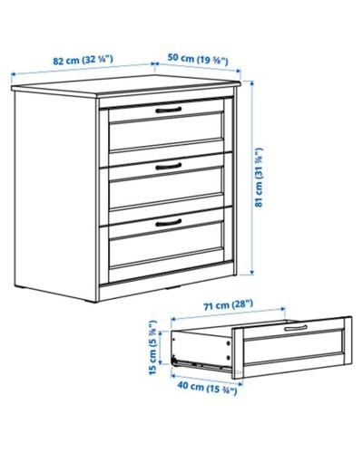 Komod IKEA Songesand, ağ, 82x50x81 sm