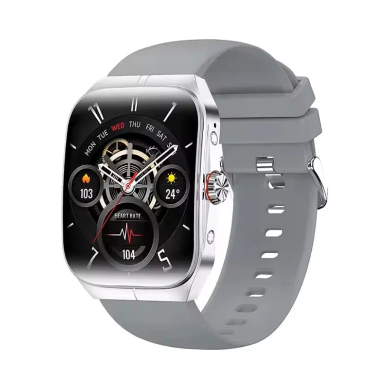 Умные часы hk80 silver silicon strap