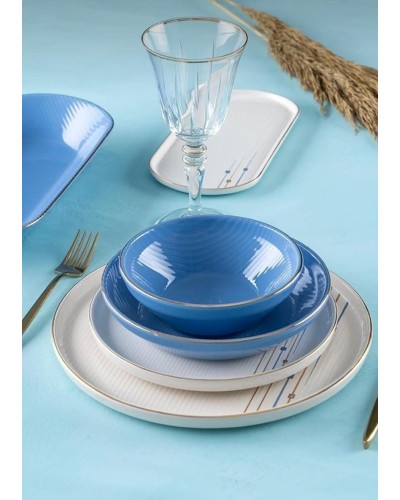 Nahar dəsti Acar Sapphire, 27 parça, 6 nəfərlik, keramika, ağ/mavi