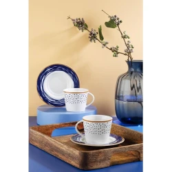 Набор чайный Kutahya Porselen Toledo TL04CT42012450, 200 мл, 4 предмета, белый/синий