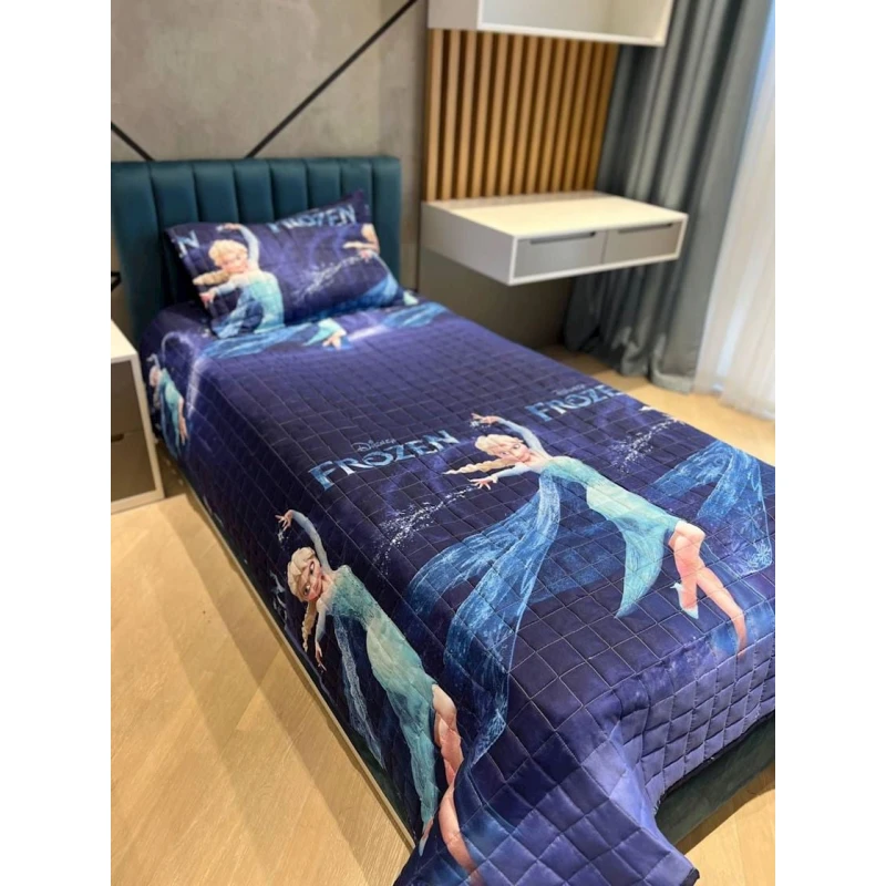 Örtük və yastıq üzü dəsti Sahara 0000167, örtük 170x230 sm, yastıq üzü 50x70 sm (1 əd), qızlar üçün, bambuk, göy