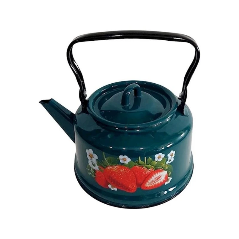 Чайник для кипячения воды СтальЭмаль Клубника, 3500 мл, эмалированная сталь, зеленый Чайник для кипячения воды СтальЭмаль Клубника, 3500 мл, эмалированная сталь, зеленый
